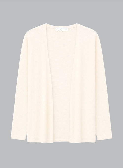 Gilet Milk Col V Manches Longues en Cachemire - MAJESTIC FILATURES