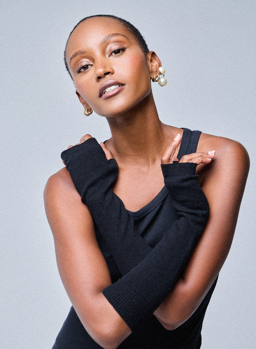 Black Cashmere Mittens - MAJESTIC FILATURES