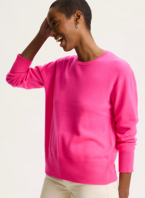 Pink Long Sleeve Round Neck Sweater - MAJESTIC FILATURES