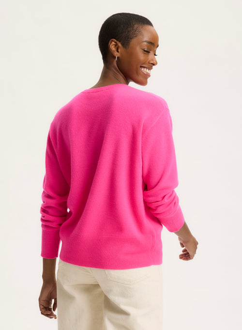 Pink Long Sleeve Round Neck Sweater - MAJESTIC FILATURES