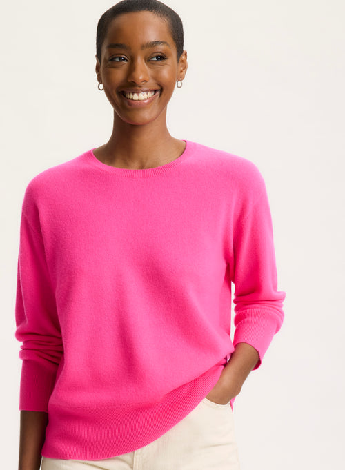 Pink Long Sleeve Round Neck Sweater - MAJESTIC FILATURES