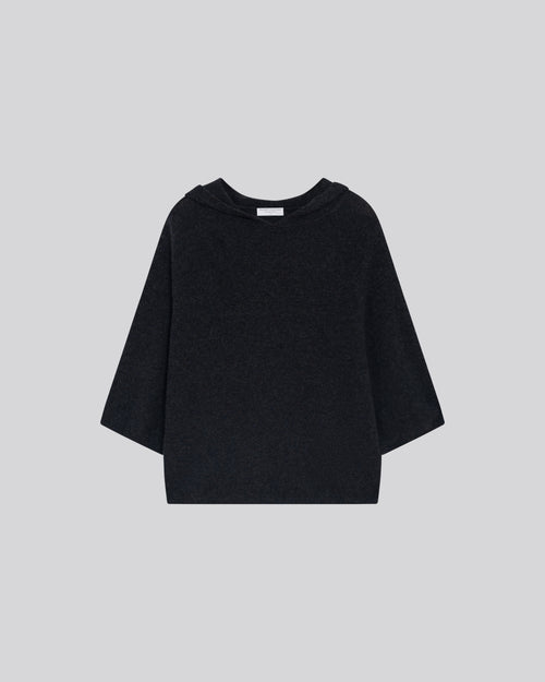 Grey Long Sleeve Hoodie Sweater in Cashmere - MAJESTIC FILATURES
