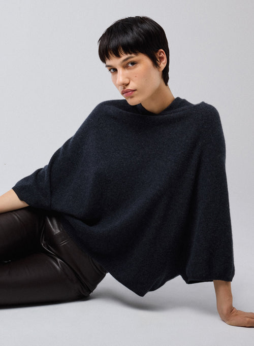 Grey Long Sleeve Hoodie Sweater in Cashmere - MAJESTIC FILATURES