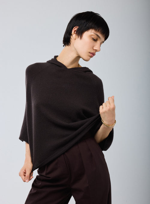 Brauner Kapuzenpullover mit langen Ärmeln aus Kaschmir - MAJESTIC FILATURES