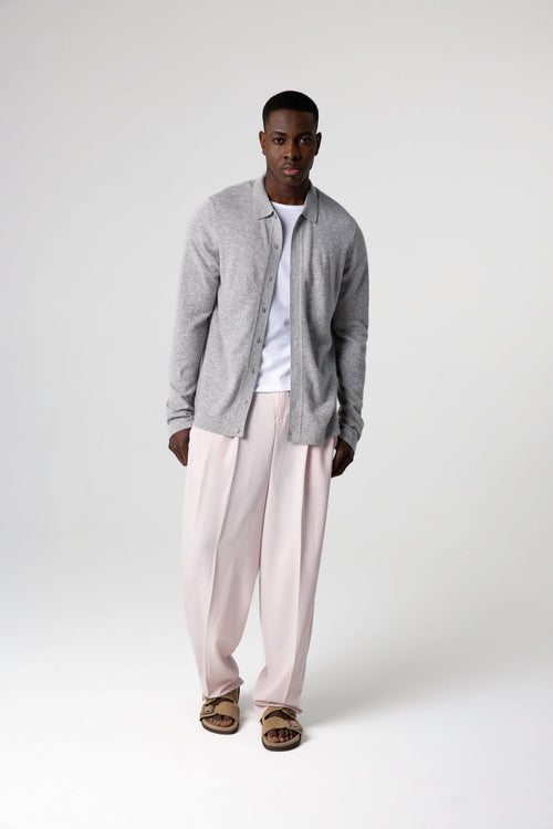 Grey long-sleeved cashmere shirt - MAJESTIC FILATURES