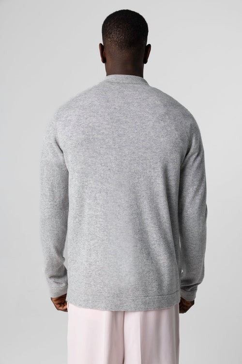 Grey long-sleeved cashmere shirt - MAJESTIC FILATURES