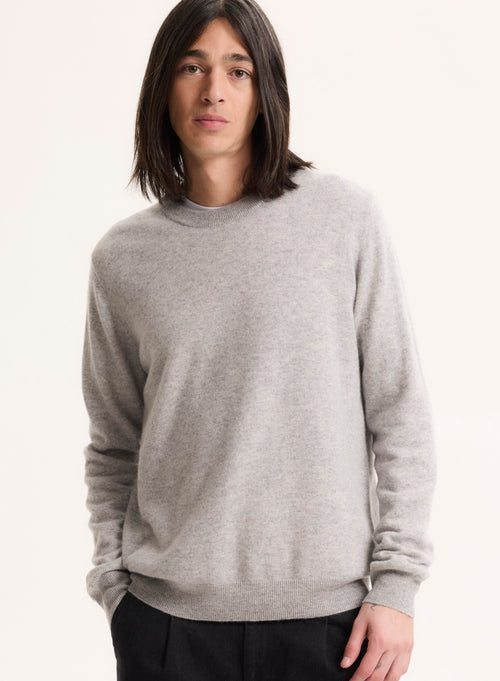 Pull Gris Col Rond Manches Longues - MAJESTIC FILATURES