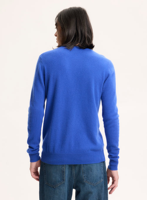 Blue Long Sleeve Round Neck Sweater - MAJESTIC FILATURES