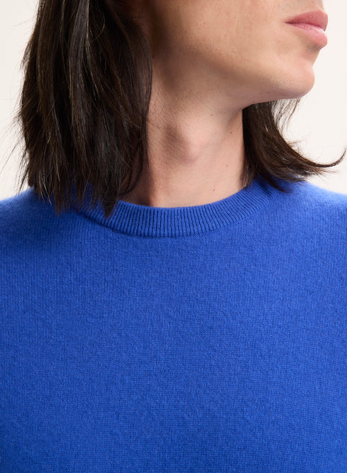 Blue Long Sleeve Round Neck Sweater - MAJESTIC FILATURES