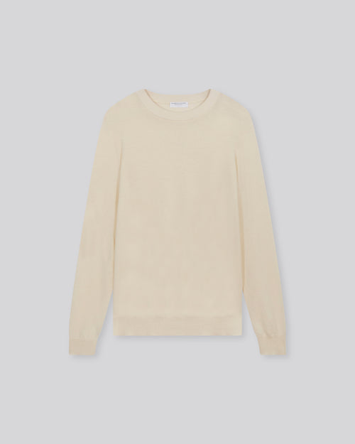 Pull Blanc Col Rond Manches Longues en Cachemire - MAJESTIC FILATURES