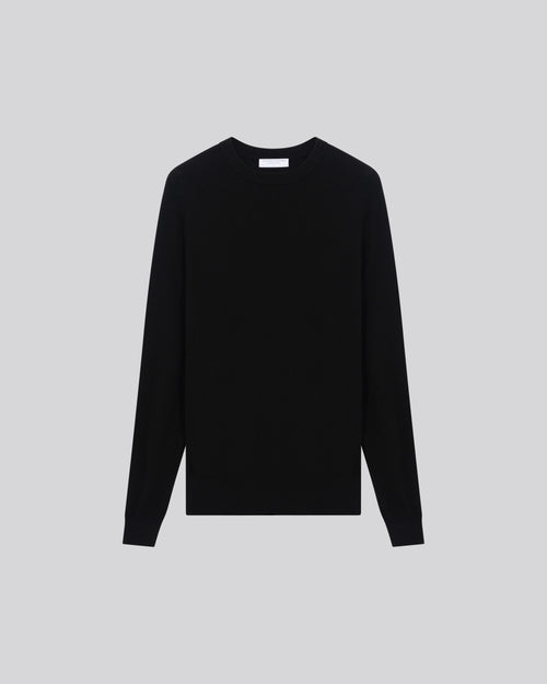 Black Long Sleeve Round Neck Sweater - MAJESTIC FILATURES