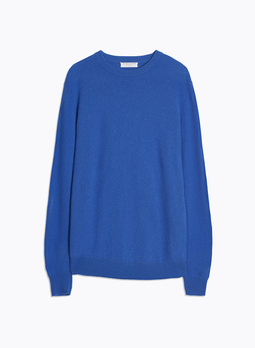 Blue Long Sleeve Round Neck Sweater - MAJESTIC FILATURES