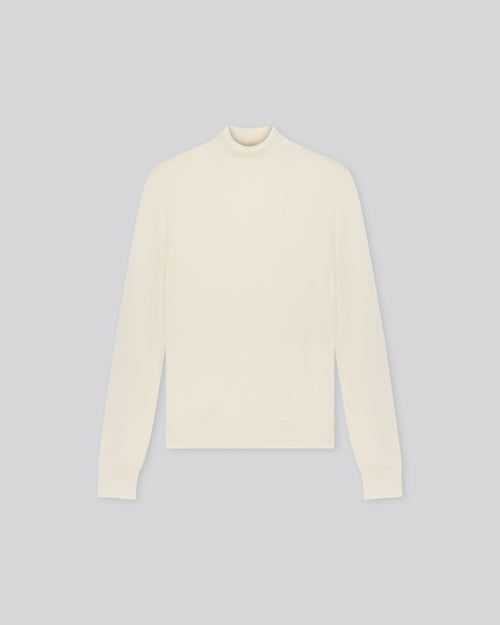White turtleneck sweater with long sleeves in cashmere - MAJESTIC FILATURES