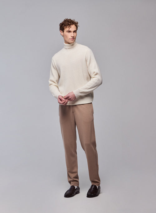 White turtleneck sweater with long sleeves in cashmere - MAJESTIC FILATURES