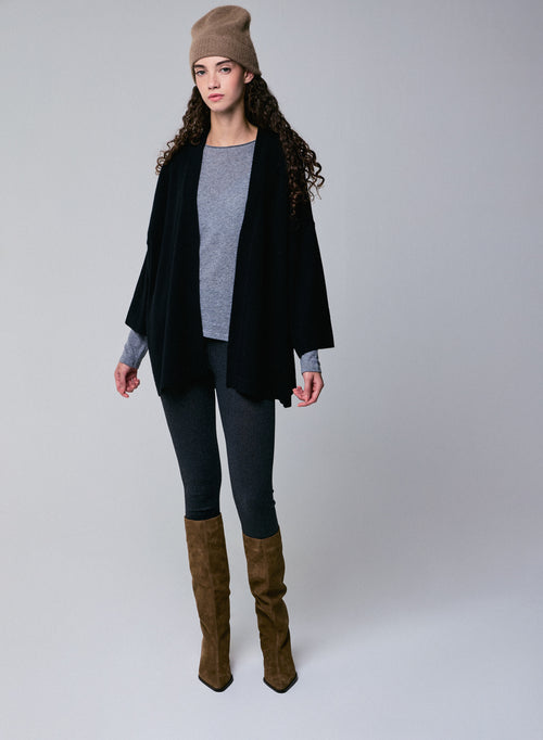 Schwarze langärmelige Hundehalsbandweste aus Merinowolle - MAJESTIC FILATURES