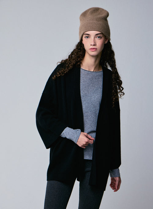 Schwarze langärmelige Hundehalsbandweste aus Merinowolle - MAJESTIC FILATURES