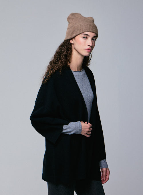 Schwarze langärmelige Hundehalsbandweste aus Merinowolle - MAJESTIC FILATURES