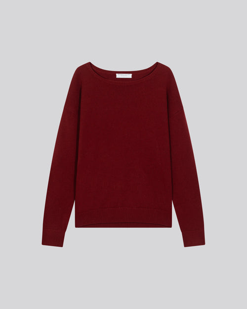Pull Rouge Col Rond Manches Longues en Laine merinos - MAJESTIC FILATURES
