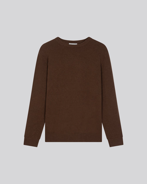 Pull Marron Col Rond Manches Longues en Laine merinos - MAJESTIC FILATURES