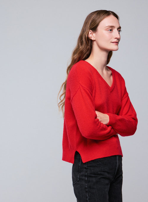 Orangefarbener langärmeliger Rollkragenpullover aus Wolle / Kaschmir - MAJESTIC FILATURES