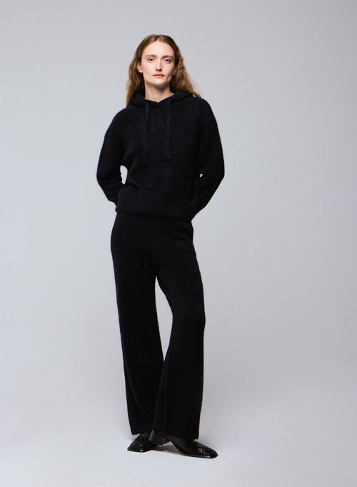 Pantalon Noir en Alpaga / Polyamide / Elasthanne - MAJESTIC FILATURES