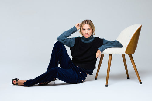 Pull multicouleur Col Roulé Manches Longues en Alpaga / Polyamide / Elasthanne - MAJESTIC FILATURES