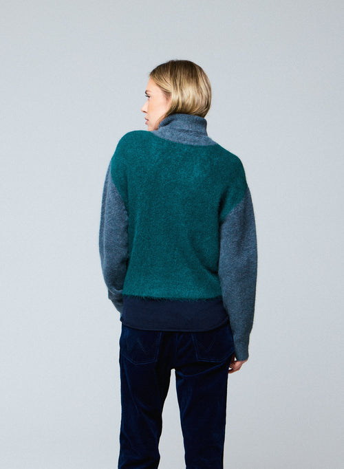 Pull multicouleur Col Roulé Manches Longues en Alpaga / Polyamide / Elasthanne - MAJESTIC FILATURES