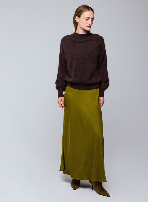 Brauner Pullover mit Rundhalsausschnitt und langen Ärmeln aus Wolle / Kaschmir - MAJESTIC FILATURES