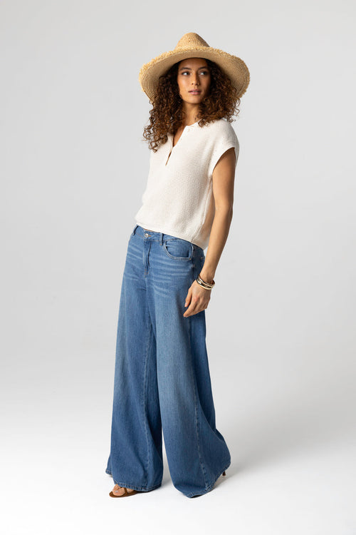 White sleeveless cotton polo shirt - MAJESTIC FILATURES