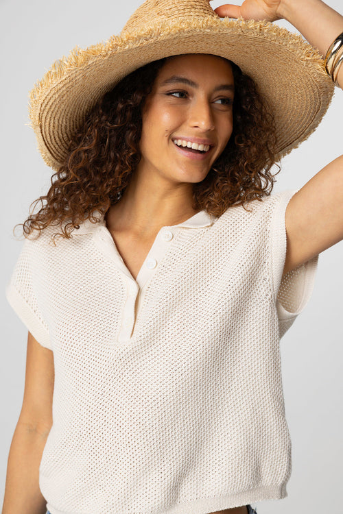 White sleeveless cotton polo shirt - MAJESTIC FILATURES