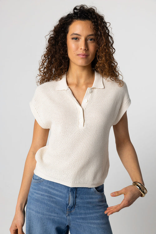 White sleeveless cotton polo shirt - MAJESTIC FILATURES