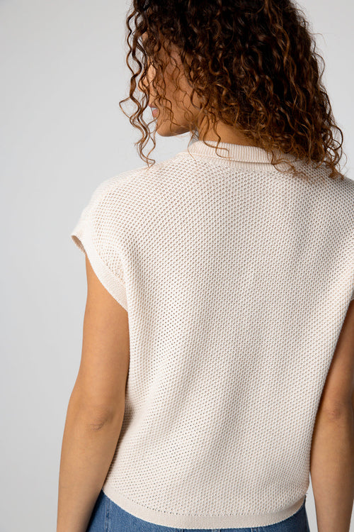 White sleeveless cotton polo shirt - MAJESTIC FILATURES