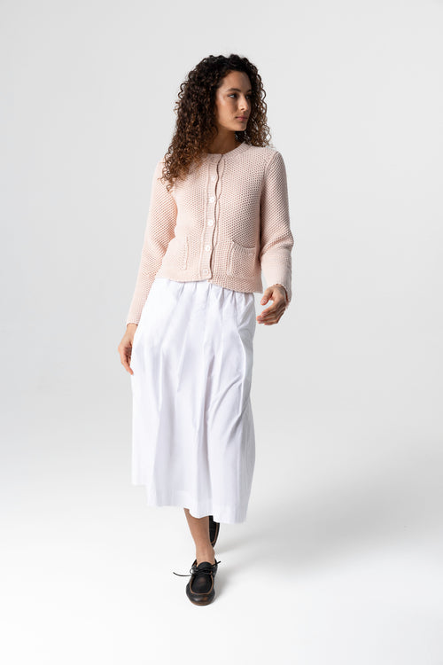 Gilet Rose Col Rond Manches Longues en Coton - MAJESTIC FILATURES