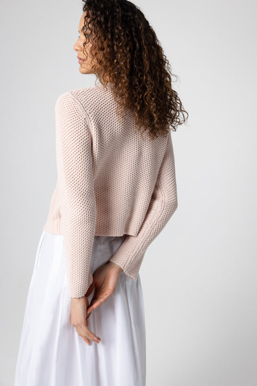 Gilet Pétale Col Rond Manches Longues en Coton - MAJESTIC FILATURES