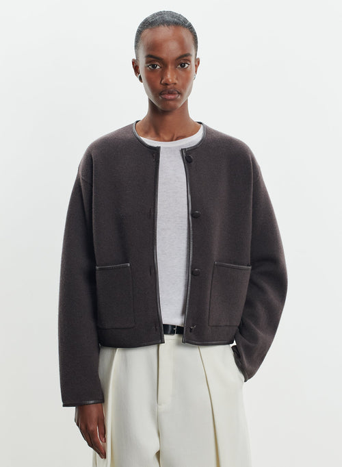 Jacke aus leder, kaschmir und wolle - MAJESTIC FILATURES