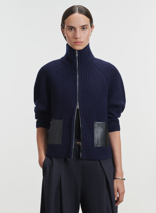 Strickjacke aus leder und merinowolle - MAJESTIC FILATURES