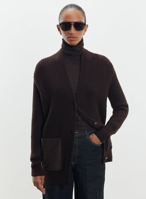 Strickjacke aus leder und merinowolle - MAJESTIC FILATURES