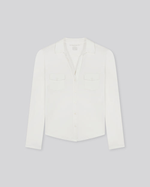 Chemise Blanche Anna 2 poches en Viscose et Élasthanne - MAJESTIC FILATURES