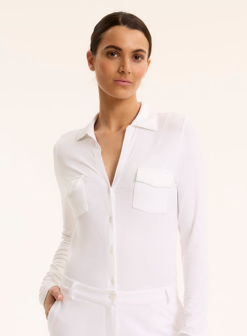 Anna 2 pocket shirt in Vicose / Elastane - MAJESTIC FILATURES