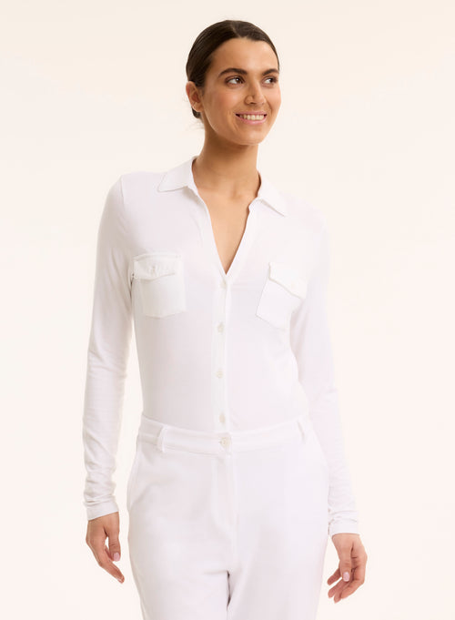 Anna 2 pocket shirt in Vicose / Elastane - MAJESTIC FILATURES