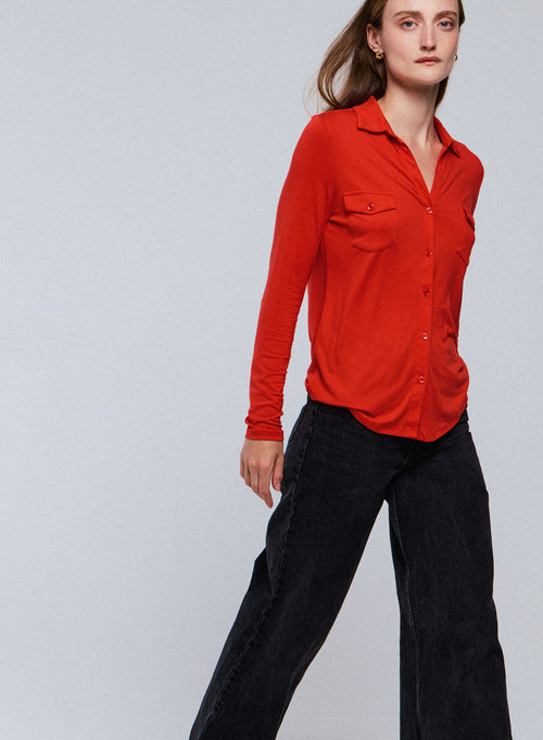Camisa naranja Camisa manga larga viscosa / elastano - MAJESTIC FILATURES