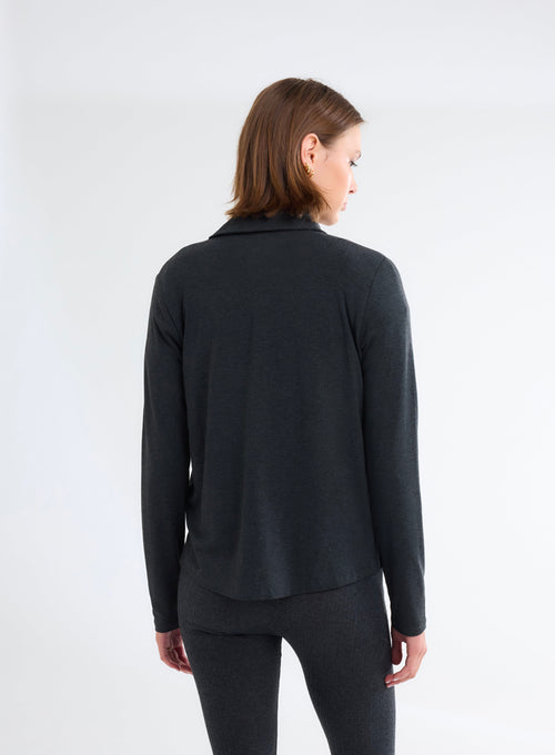 Grey Long Sleeve Shirt in Viscose and Elastane - MAJESTIC FILATURES