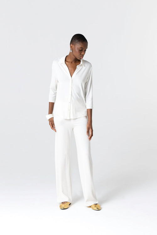 Chemise Crème Manches Trois quarts en Viscose / Élasthanne - MAJESTIC FILATURES