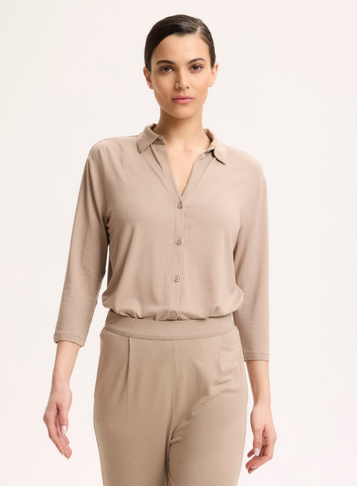 Chemise Beige Manches 3/4 - MAJESTIC FILATURES