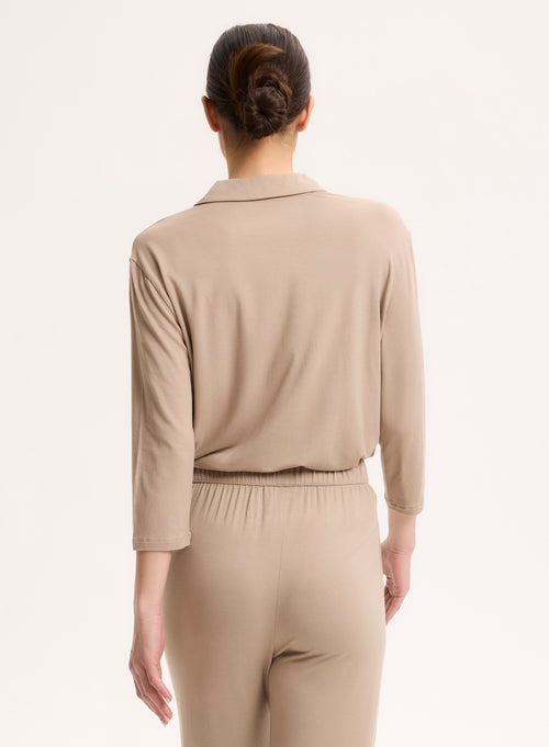 Chemise Beige Manches 3/4 - MAJESTIC FILATURES