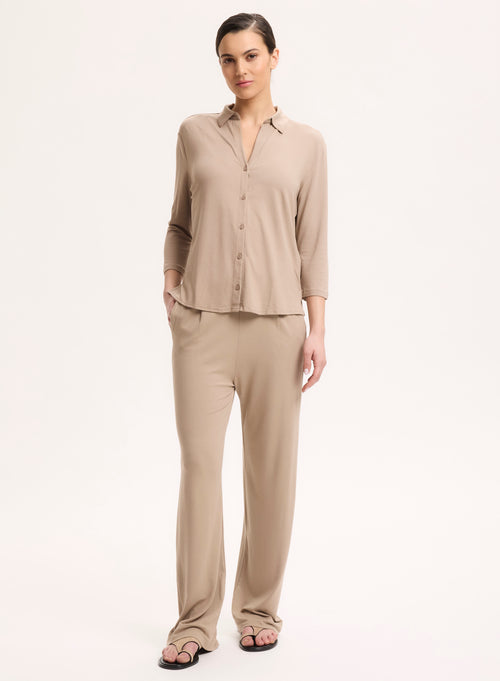 Chemise Beige Manches 3/4 - MAJESTIC FILATURES