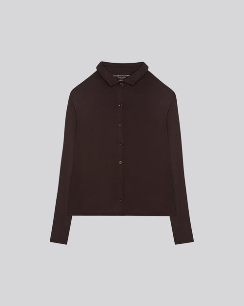 Camisa marrón Camisa manga larga viscosa / elastano - MAJESTIC FILATURES