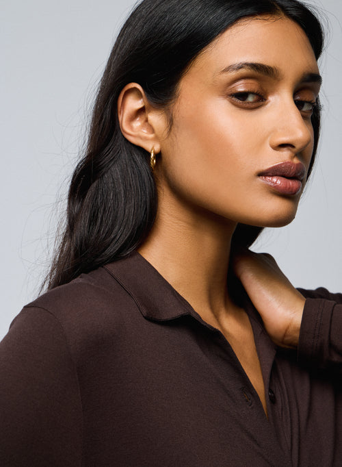 Camisa marrón Camisa manga larga viscosa / elastano - MAJESTIC FILATURES