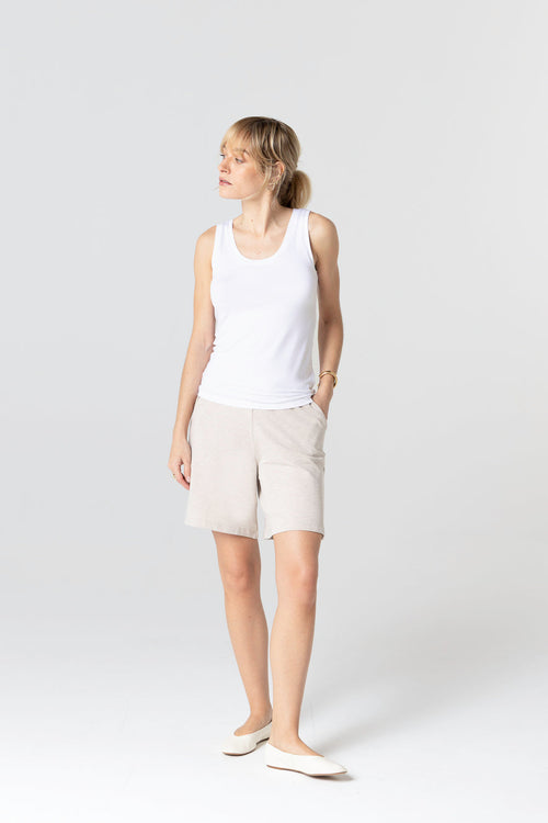 White U-neck tank top in Viscose and Elastane - MAJESTIC FILATURES