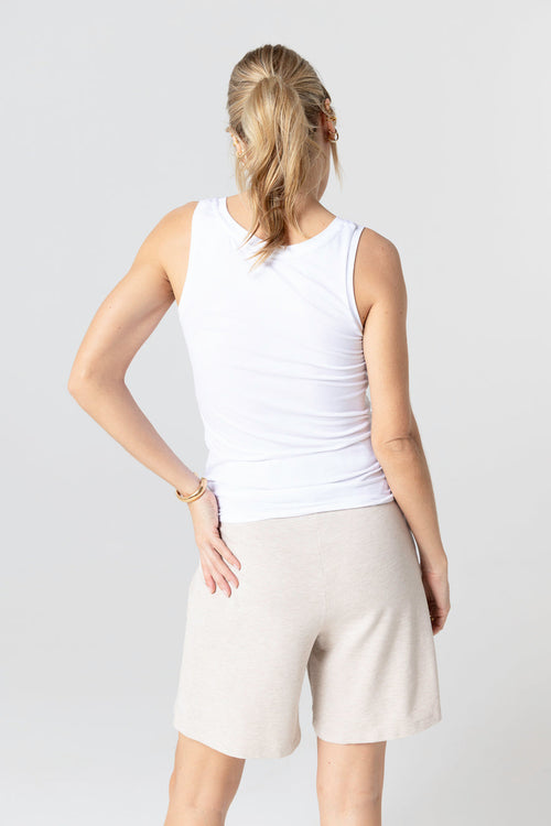White U-neck tank top in Viscose and Elastane - MAJESTIC FILATURES
